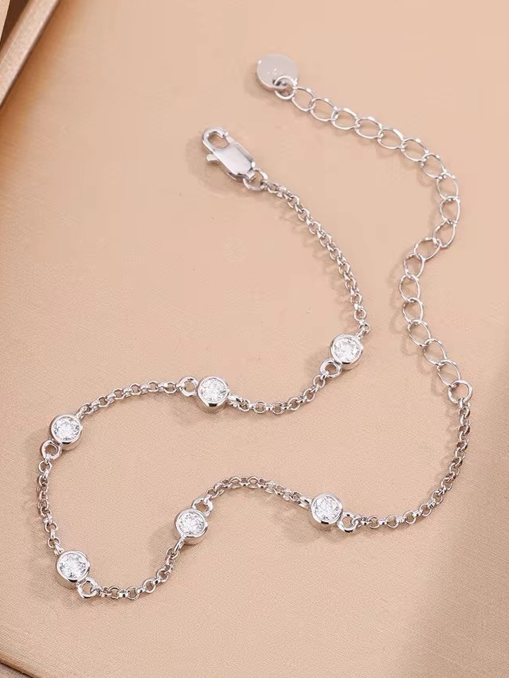 ✨Sterling Silver 925 Dainty Bracelet Bezel CZ | Diamond Look - Picture 7 of 8